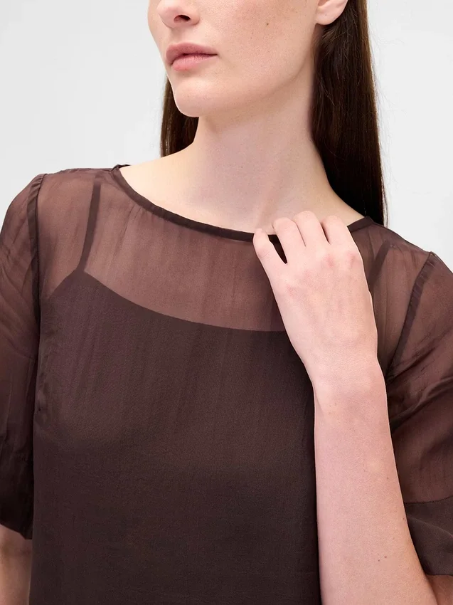 Doorschijnende organza mini-shiftjurk