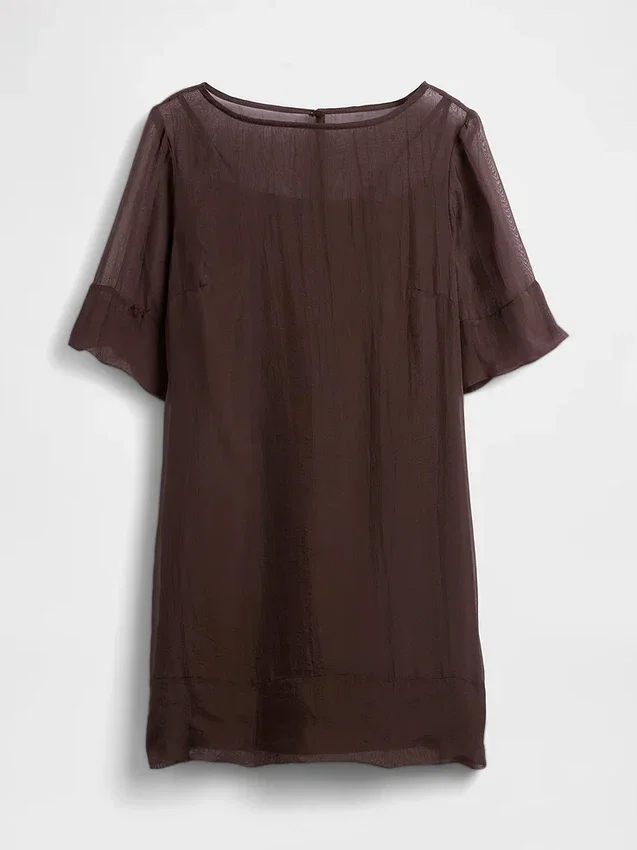 Doorschijnende organza mini-shiftjurk