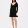 Dubbel gebreide mini-jurk met sweetheart-hals en korset