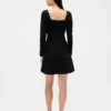 Dubbel gebreide mini-jurk met sweetheart-hals en korset