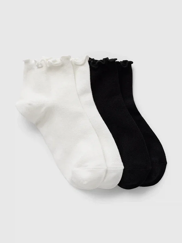 Enkelsokken met gerimpelde rand (2-pack)