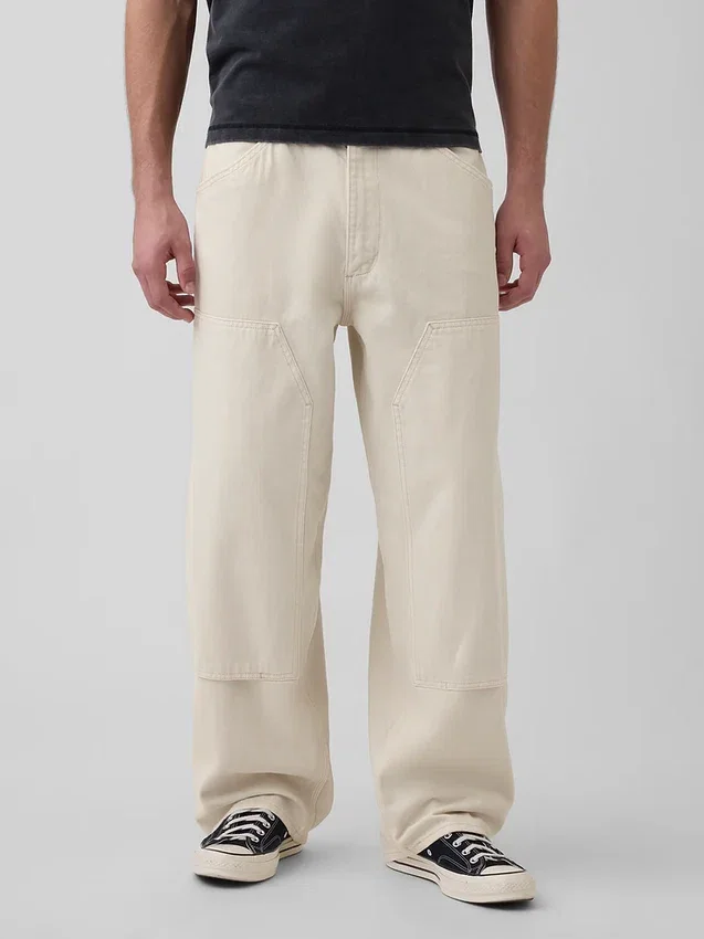 Extra wijde carpenter-Jeans met dubbele knieën