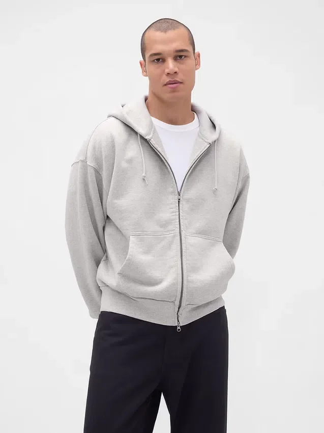 Extra zware hoodie met rits van French Terry voor volwassenen