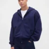 Extra zware hoodie met rits van French Terry voor volwassenen