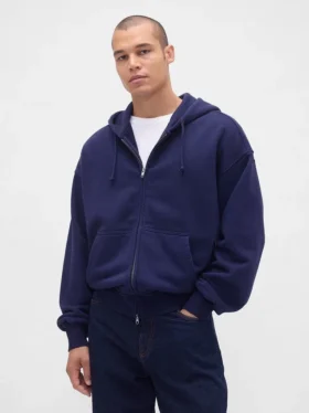 Extra zware hoodie met rits van French Terry voor volwassenen
