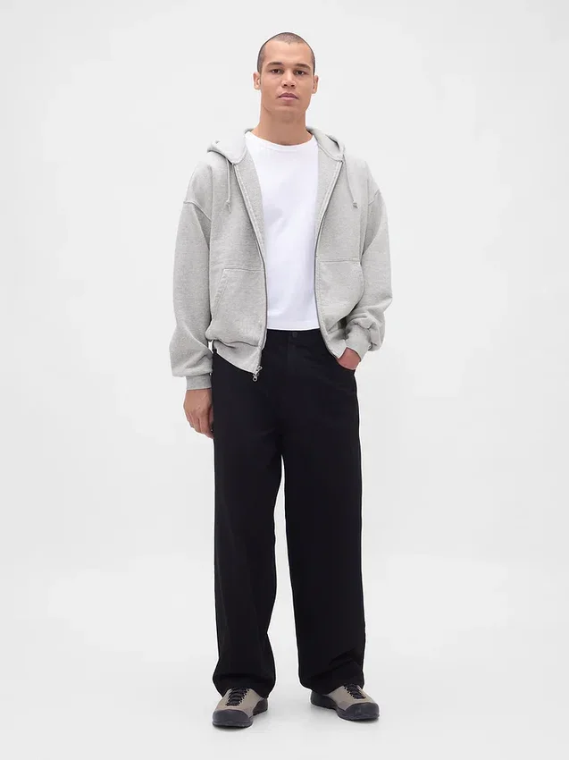 Extra zware hoodie met rits van French Terry voor volwassenen