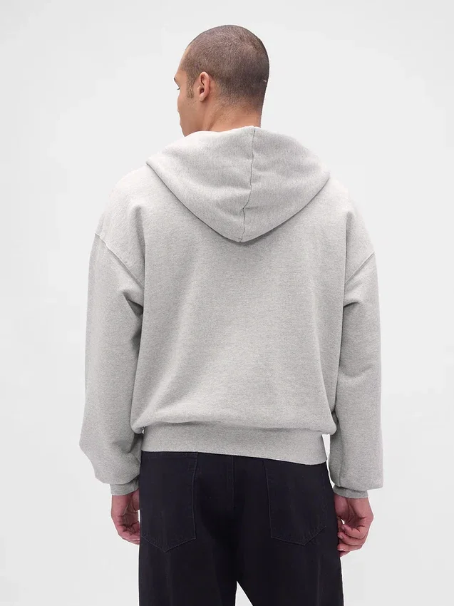 Extra zware hoodie met rits van French Terry voor volwassenen