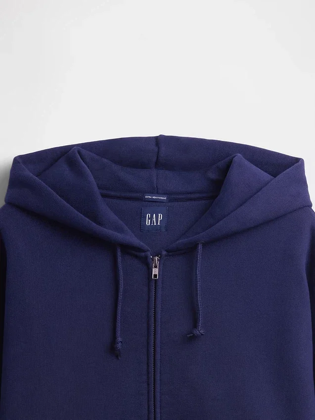 Extra zware hoodie met rits van French Terry voor volwassenen