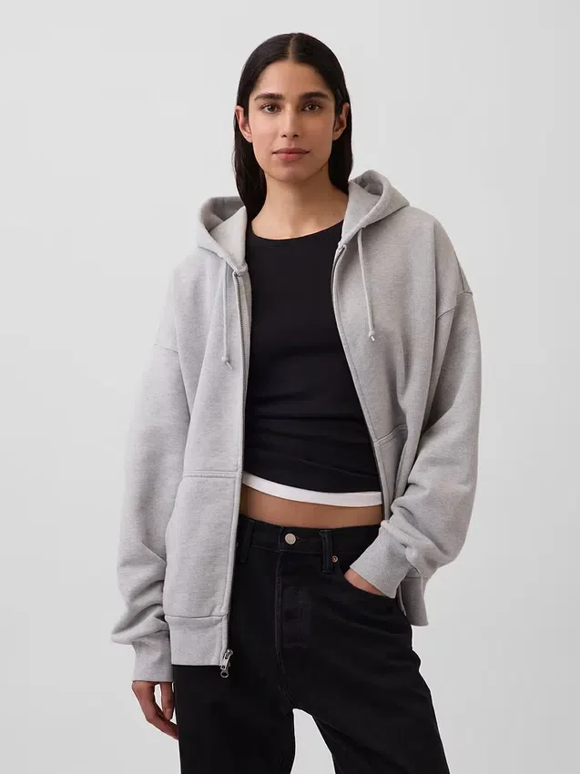 Extra zware hoodie met rits van French Terry voor volwassenen