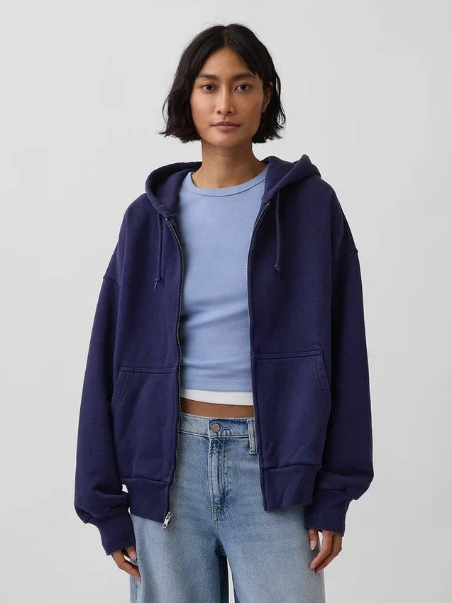 Extra zware hoodie met rits van French Terry voor volwassenen