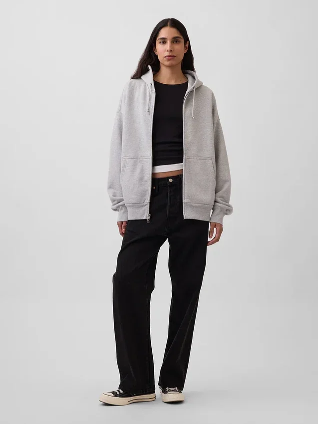 Extra zware hoodie met rits van French Terry voor volwassenen