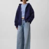 Extra zware hoodie met rits van French Terry voor volwassenen