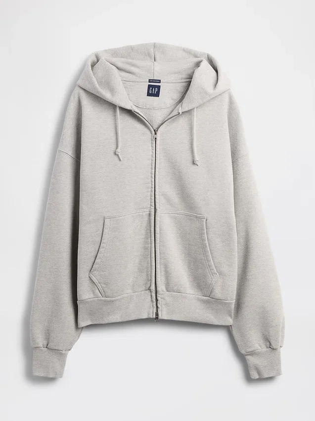 Extra zware hoodie met rits van French Terry voor volwassenen