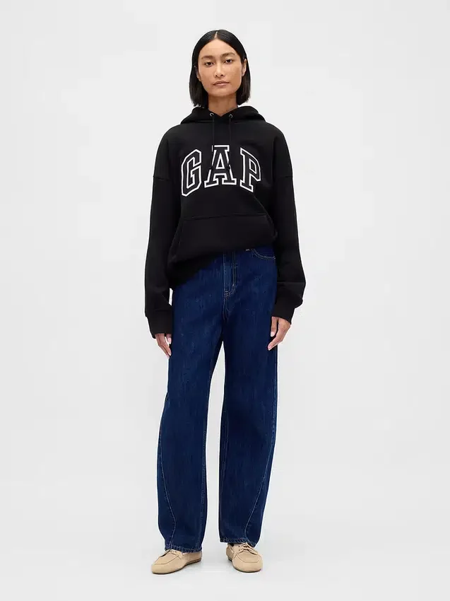 Extra zware oversized hoodie van French Terry met logo voor volwassenen