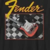 Fender-T-shirt met gitarenprint in ruitjespatroon voor kinderen