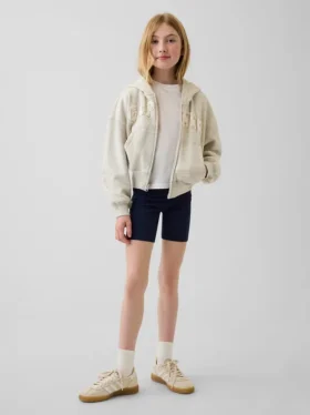 Fietskorte broek met omgeslagen zoom voor kinderen
