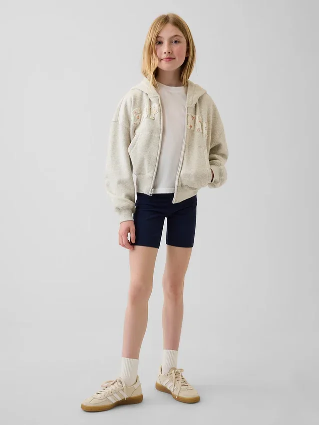 Fietskorte broek met omgeslagen zoom voor kinderen