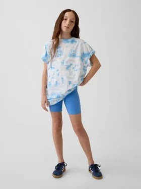 Fietskorte broek met omgeslagen zoom voor kinderen