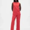 Flarebroek met lage taille van linnenmix