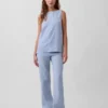 Flarebroek met lage taille van linnenmix