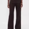 Flarebroek met lage taille van linnenmix