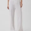Flarebroek met lage taille van linnenmix
