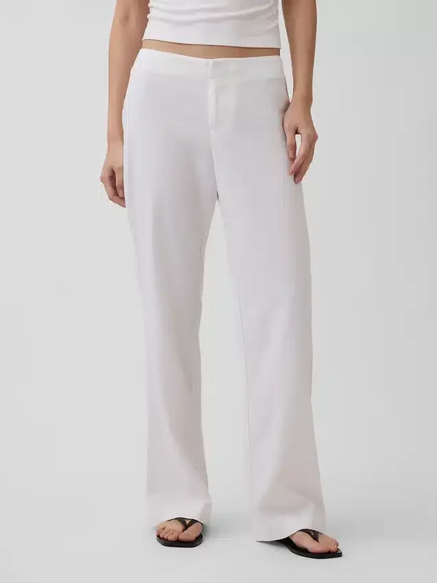 Flarebroek met lage taille van linnenmix