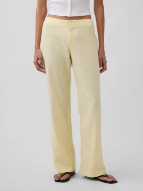 Flarebroek met lage taille van linnenmix