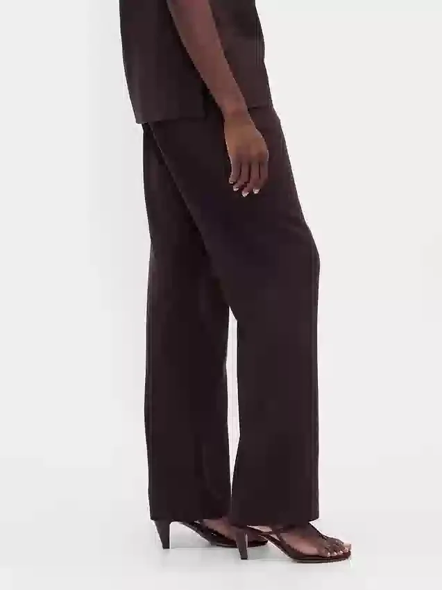 Flarebroek met lage taille van linnenmix