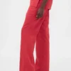 Flarebroek met lage taille van linnenmix