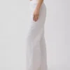 Flarebroek met lage taille van linnenmix