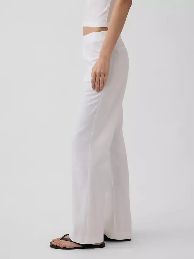 Flarebroek met lage taille van linnenmix