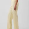 Flarebroek met lage taille van linnenmix