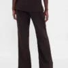 Flarebroek met lage taille van linnenmix