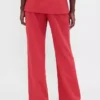 Flarebroek met lage taille van linnenmix