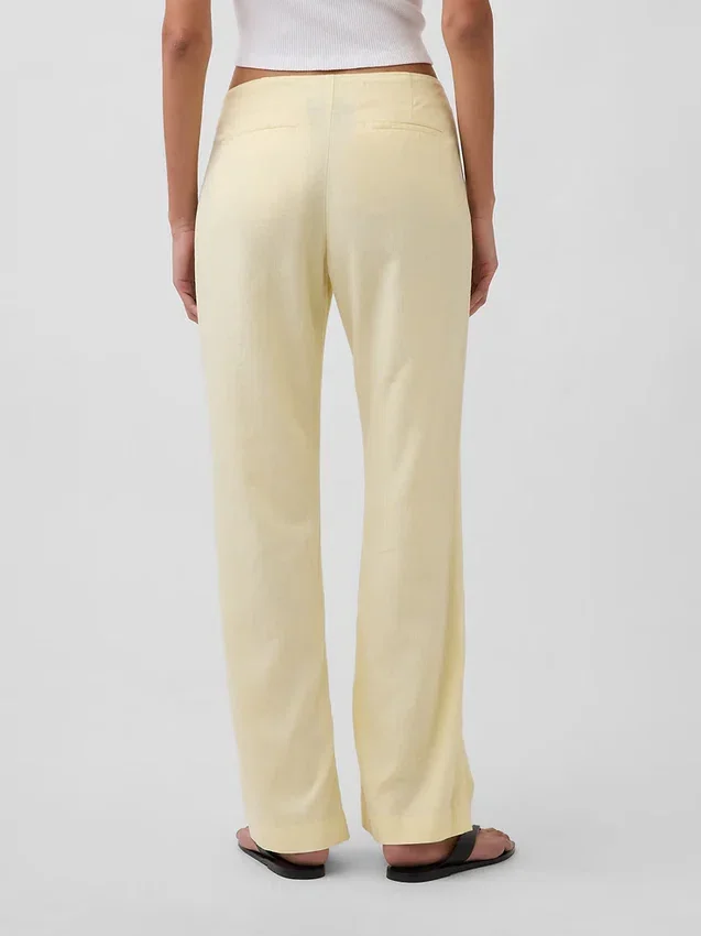 Flarebroek met lage taille van linnenmix