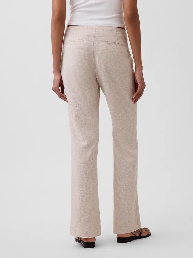 Flarebroek met lage taille van linnenmix