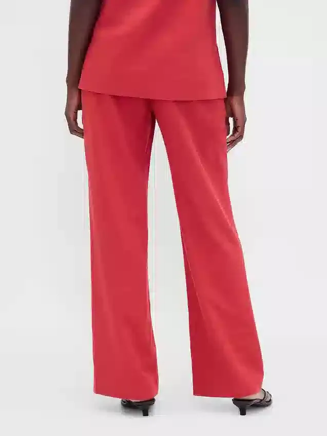 Flarebroek met lage taille van linnenmix