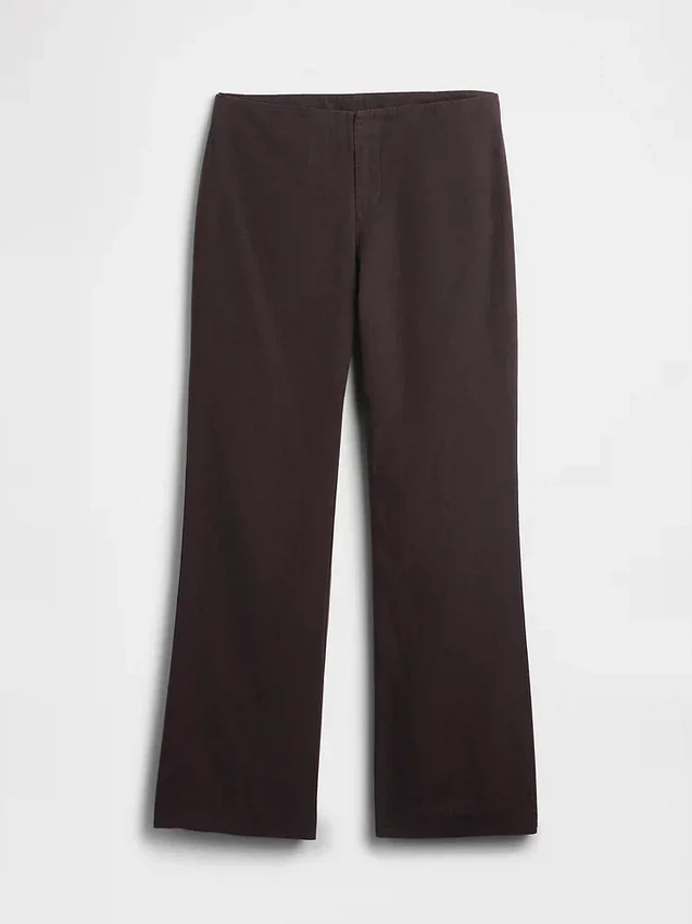 Flarebroek met lage taille van linnenmix