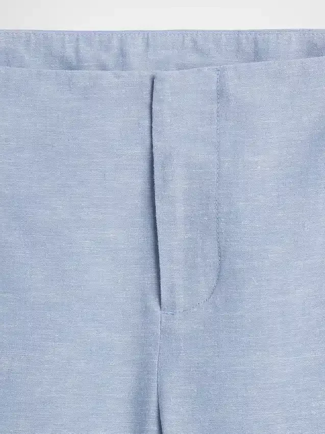 Flarebroek met lage taille van linnenmix