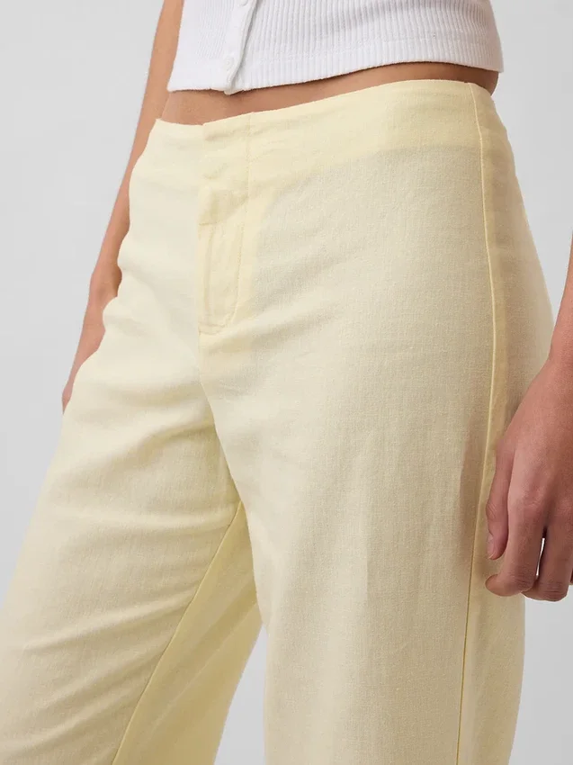 Flarebroek met lage taille van linnenmix