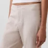 Flarebroek met lage taille van linnenmix