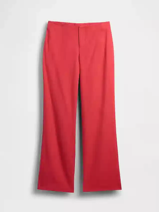Flarebroek met lage taille van linnenmix