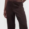Flarebroek met lage taille van linnenmix