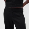 Flarebroek met lage taille van linnenmix