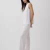 Flarebroek met lage taille van linnenmix