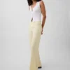 Flarebroek met lage taille van linnenmix