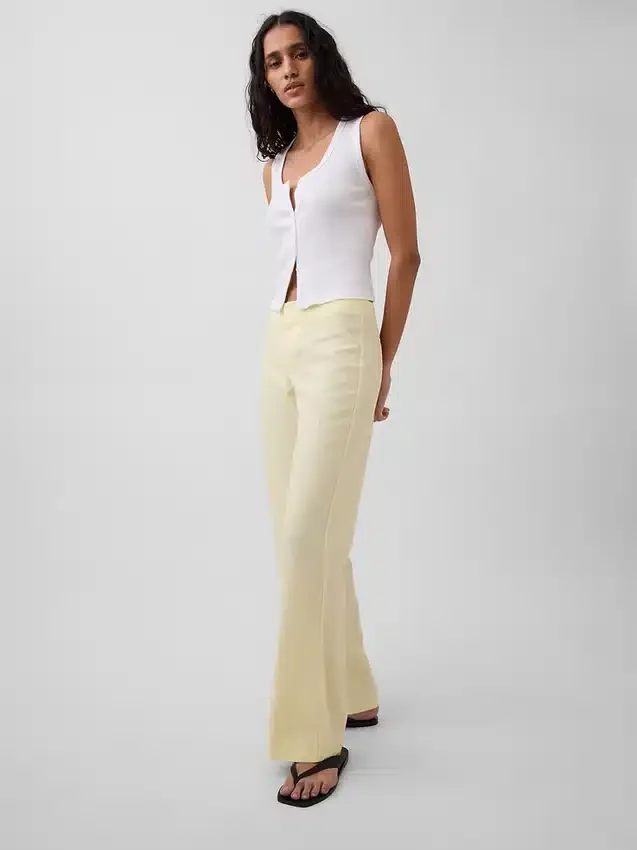 Flarebroek met lage taille van linnenmix