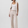 Flarebroek met lage taille van linnenmix
