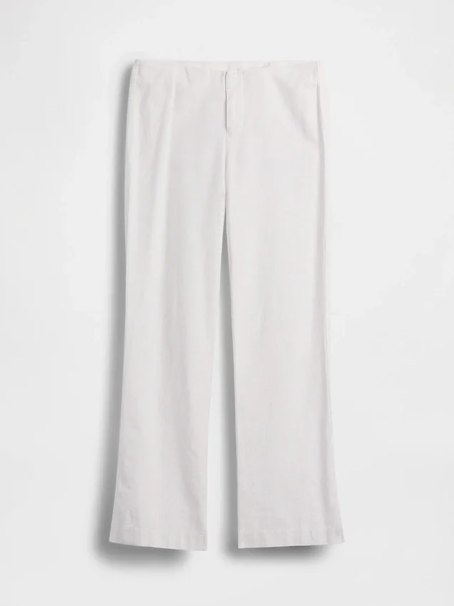 Flarebroek met lage taille van linnenmix